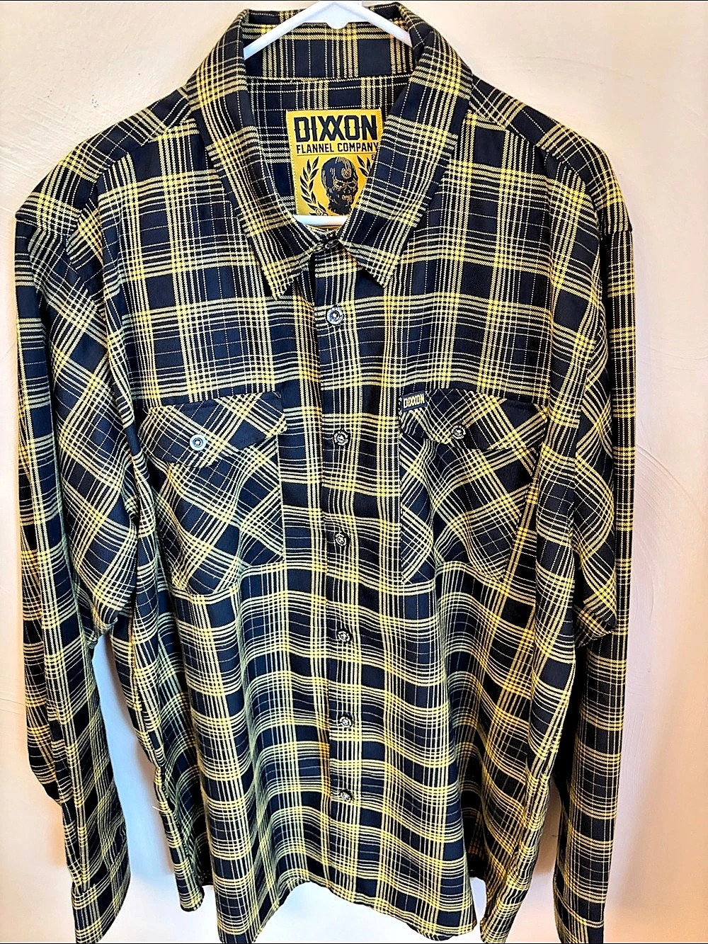 Dixxon Flannel Company Plaid Snap Button Shirt Black & Yellow Like New - the gra